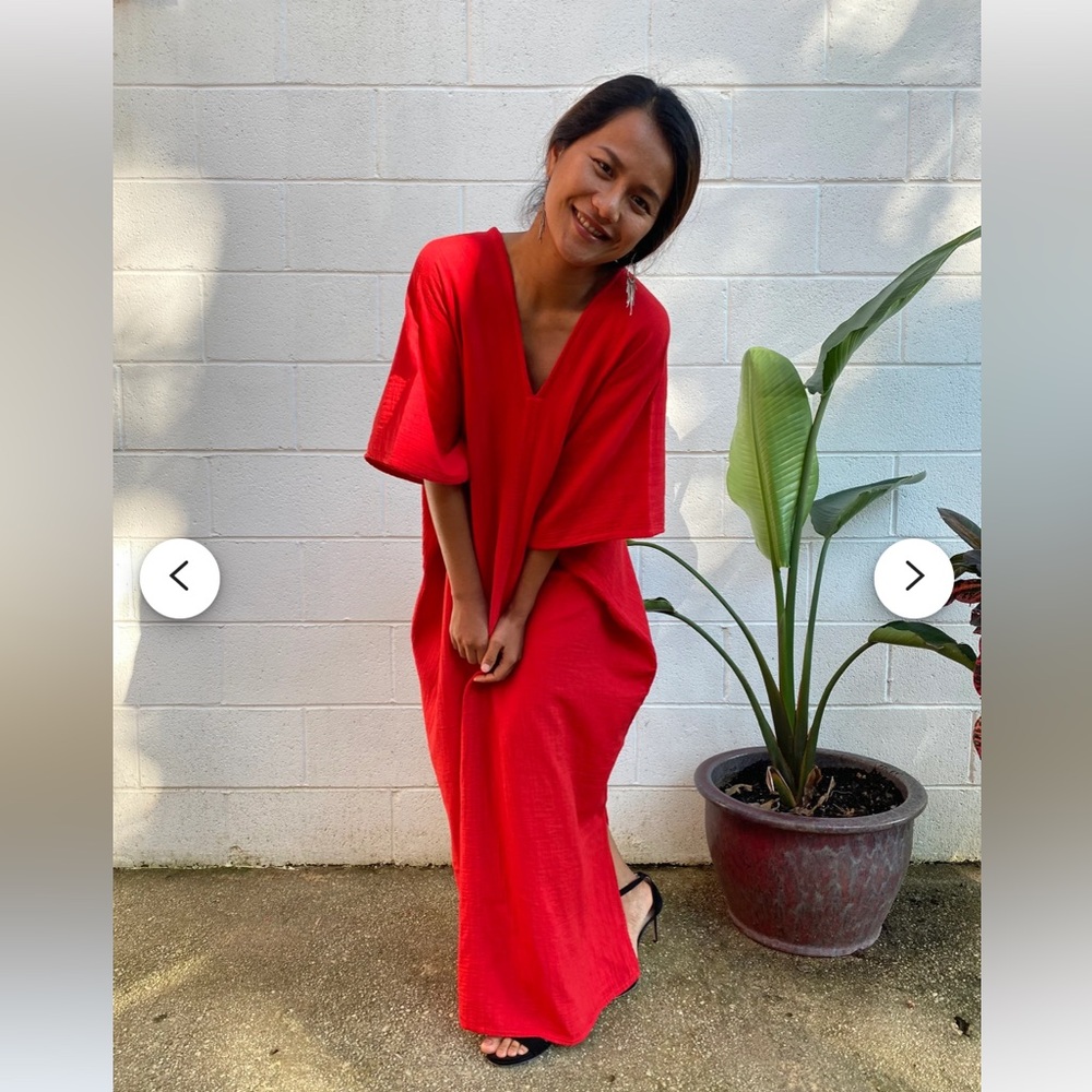 Red Double Gauze Kaftan - one size